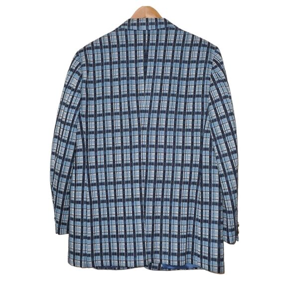 VTG Buckingham Clothes Morville Men's UK Sz 44R Blue Tartan Plaid Groovy Preppy - Picture 8 of 14